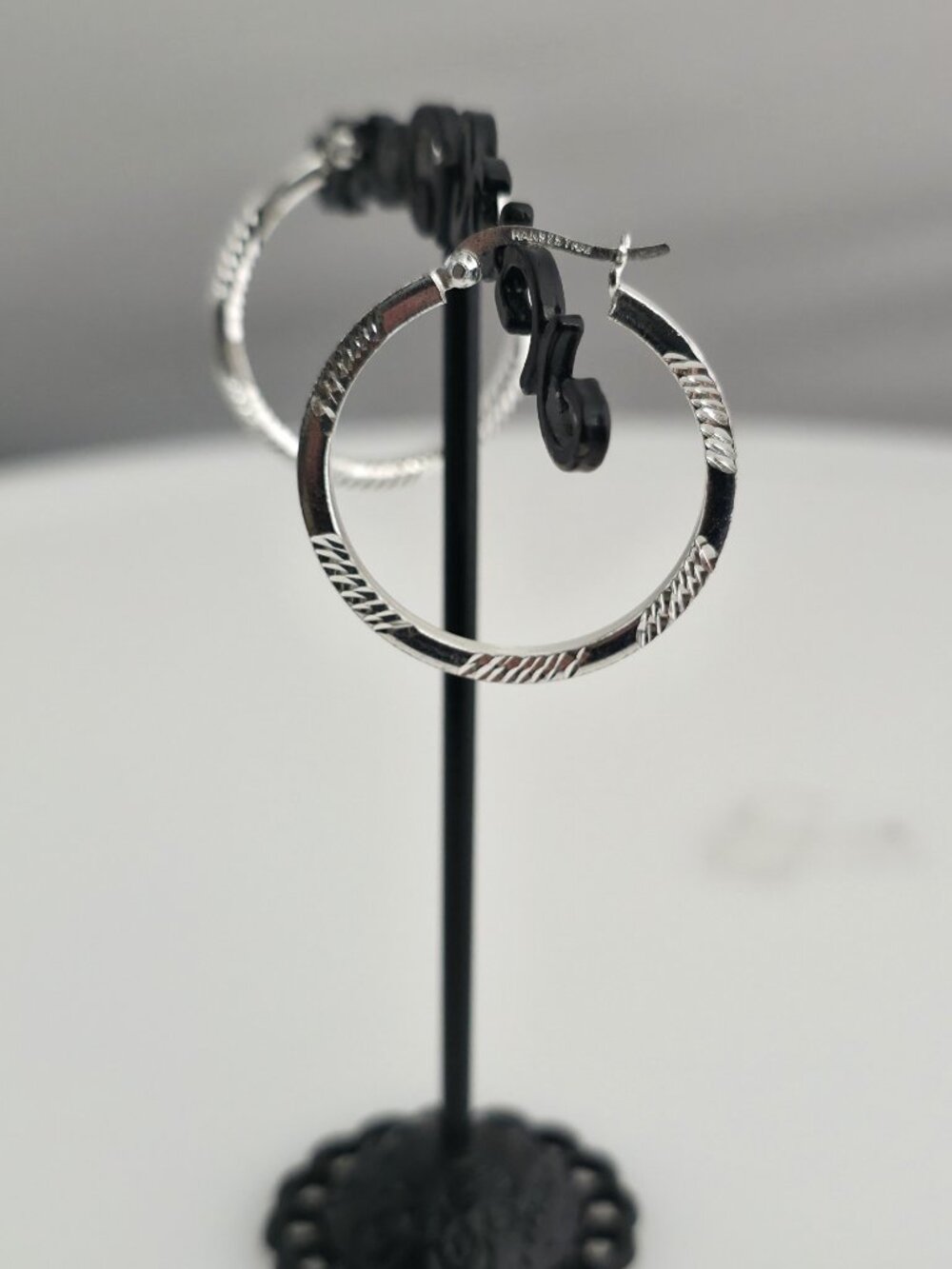 Sterling Silver 925 Diamond Cut 30mm Hoop Earrings